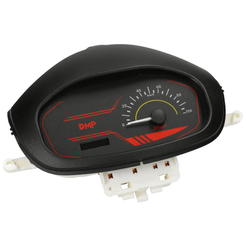 Compteur de kilomètres DMP EVO rouge / jaune pour Piaggio Zip (100 km/h)