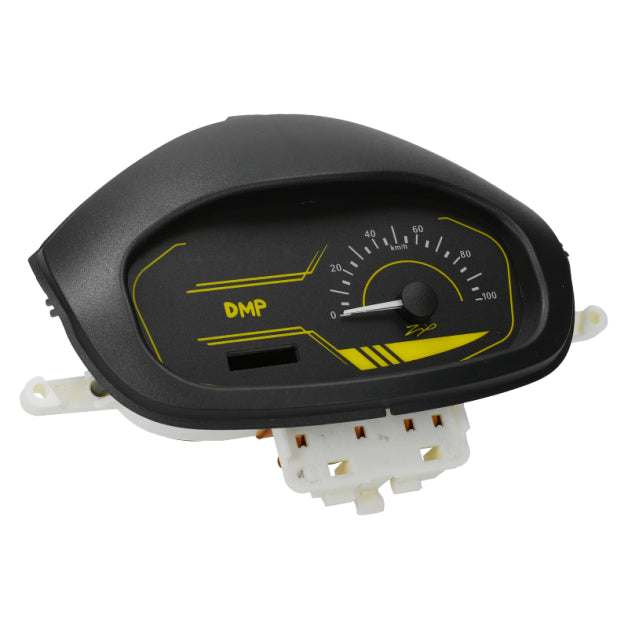Compteur de kilomètres DMP EVO rouge / jaune pour Piaggio Zip (100 km/h)