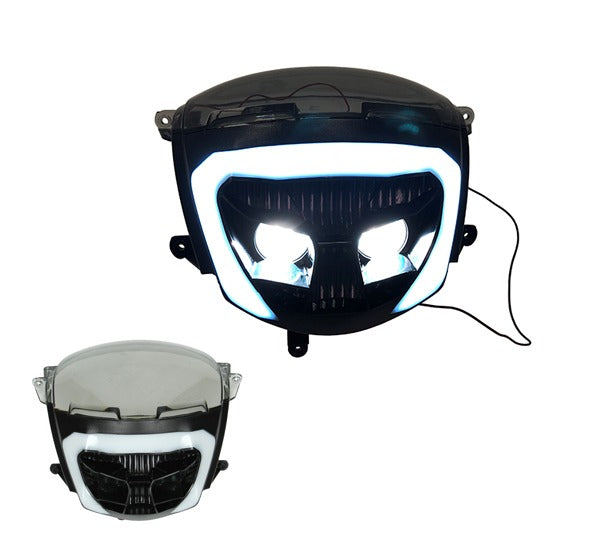 DMP phare halogène + tube LED noir pour Piaggio Zip