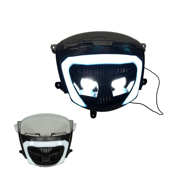 DMP phare halogène + tube LED noir pour Piaggio Zip