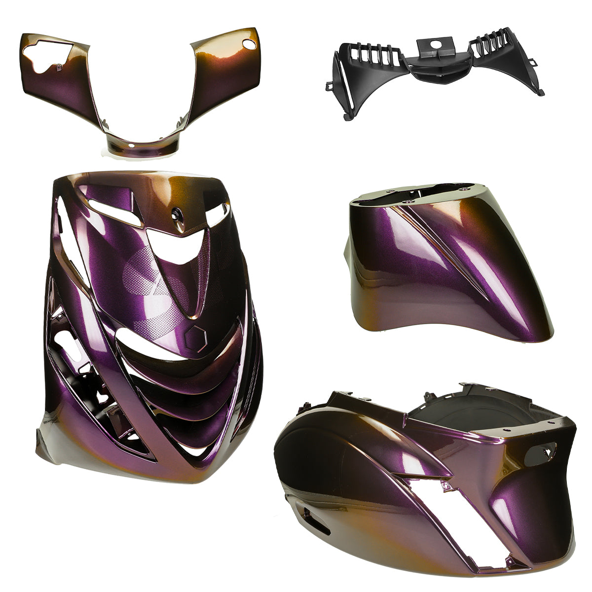 Kit carénage Piaggio Zip SP Caméléon Exclusif Violet profond à bronze et or