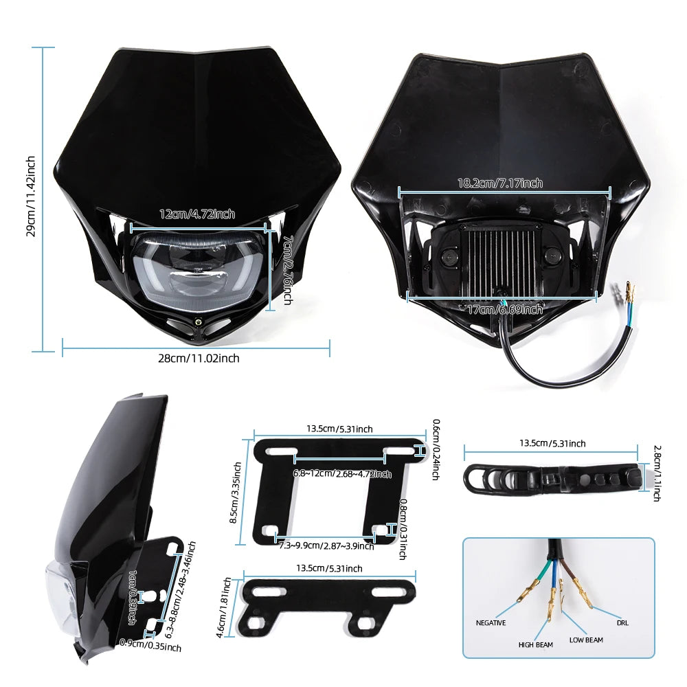 PLAQUE DE PHARE AVANT POUR MOTO UNIVERSEL